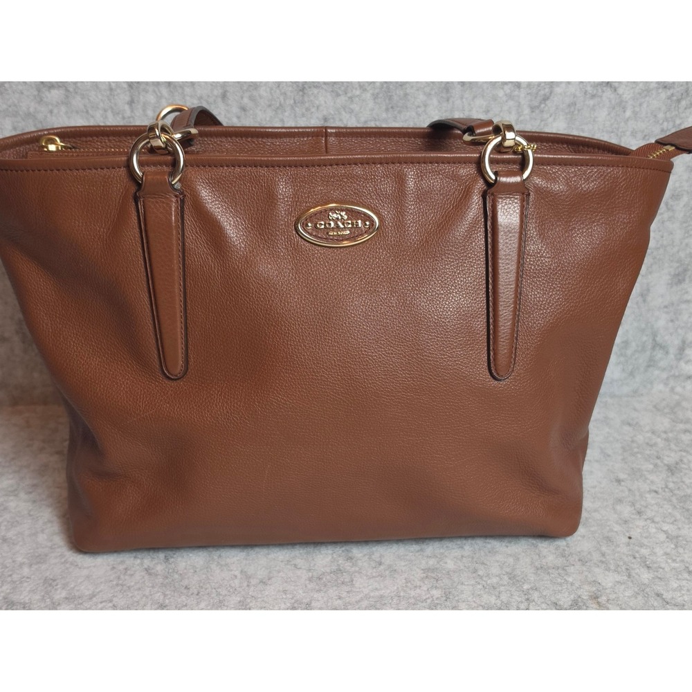 Coach Ava Tote Bag Saddle Brown Pebbled Leather Gold Hardware F57526